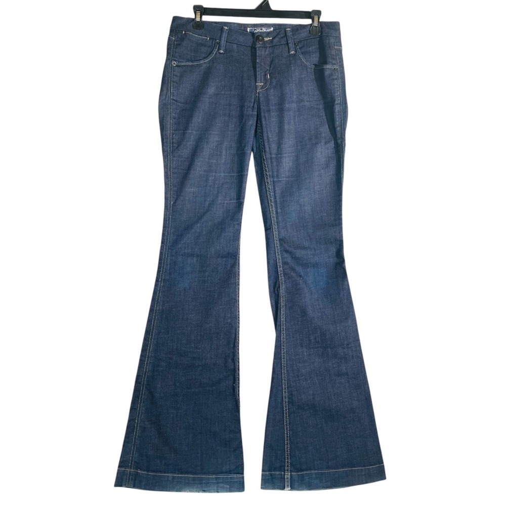Hudson Flare Bell Bottom Jeans Women 28T Dark Wash Y2K Made USA Stretch Denim